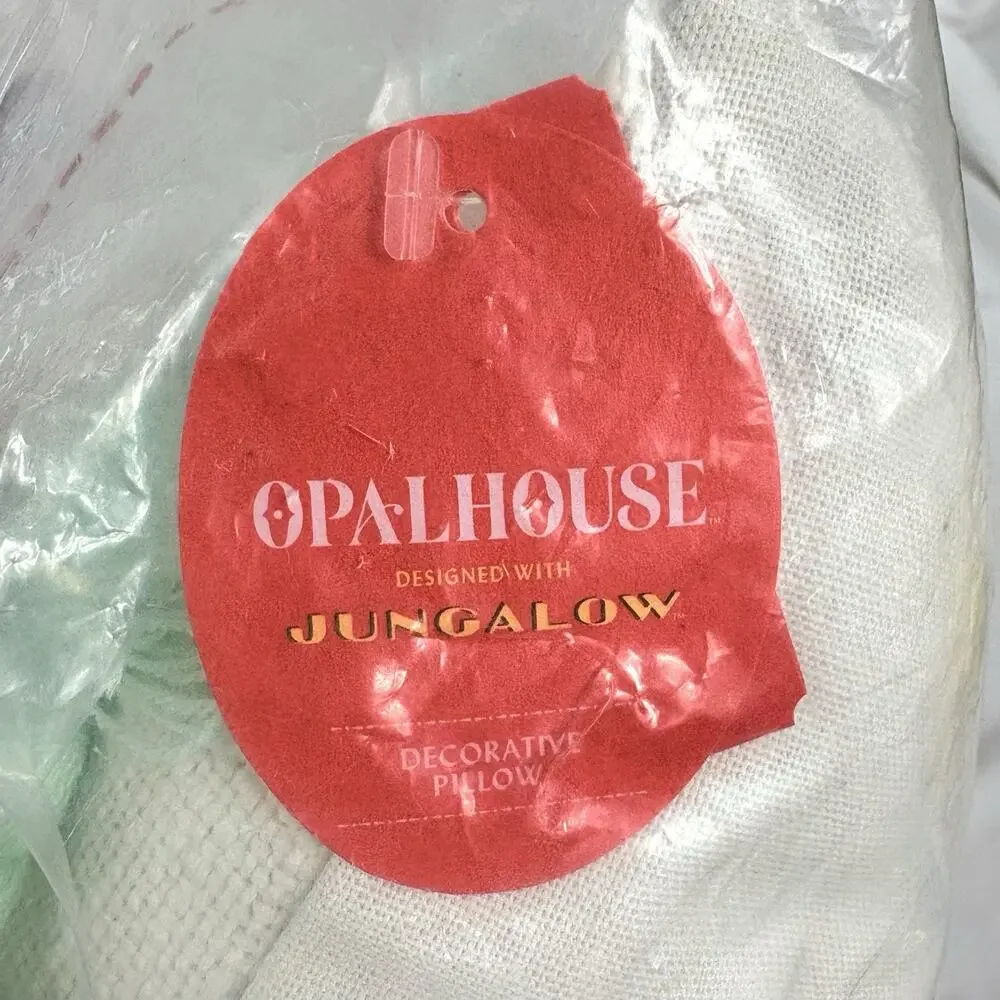 Opalhouse Set of 2 Lizard Punch Needle Lumbar Throw Pillows Green 14x20 NEW